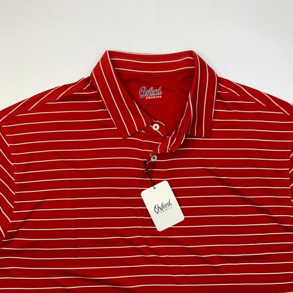 Oxford America Polo Shirt Mens L Large Cardinal Red Striped Performance Golf - Picture 3 of 9